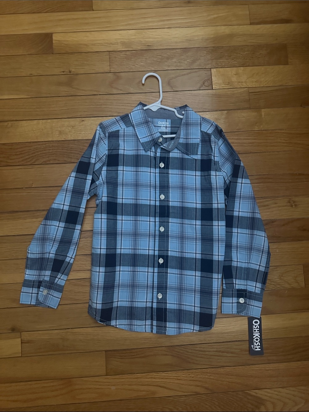 OshKosh B'gosh Blue Plaid Long-Sleeve Button-Down Shirt